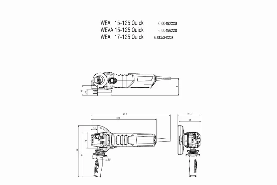 Meuleuse Ø125 Mm Filaire WEP 17-125 QUICK METABO - 600547000 3 Meuleuse Ø125 Mm Filaire WEP 17-125 QUICK METABO - 600547000