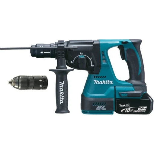 Perfo-burineur MAKITA SDS-Plus - 2 Batteries 18V Li-Ion 5.0Ah, En Coffret Avec Poignée - DHR243RTJ