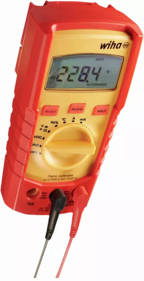 Multimètre Numérique WIHA Jusqu'à 600V AC Cat. IV + 2 Piles AAA Incluses - 45218